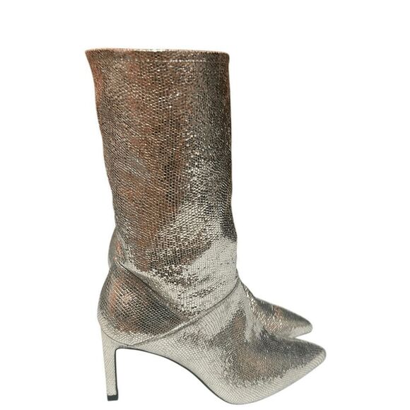 NEW! NWT ALL SAINTS Orlana Womens Metallic Pointed Toe Mid-Calf Boots size 6 - Picture 13 of 13